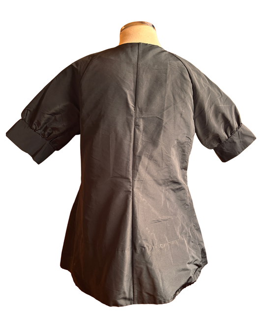 Robe boutonnée rose à motifs géométriques des années 1970