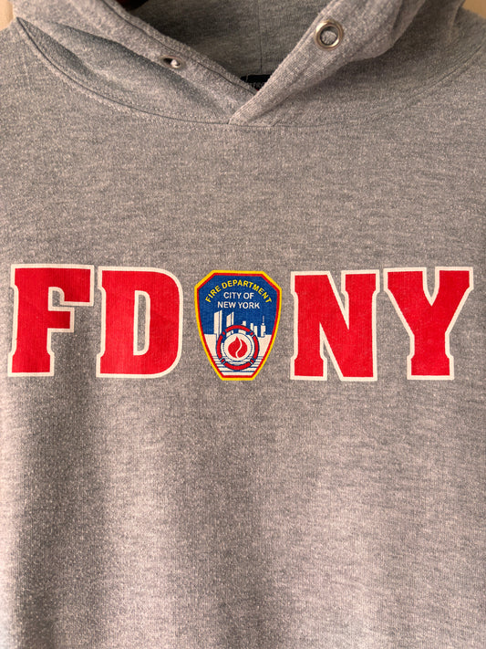 Vintage FDNY Hoodie – New York City Fire Department Grey Pullover