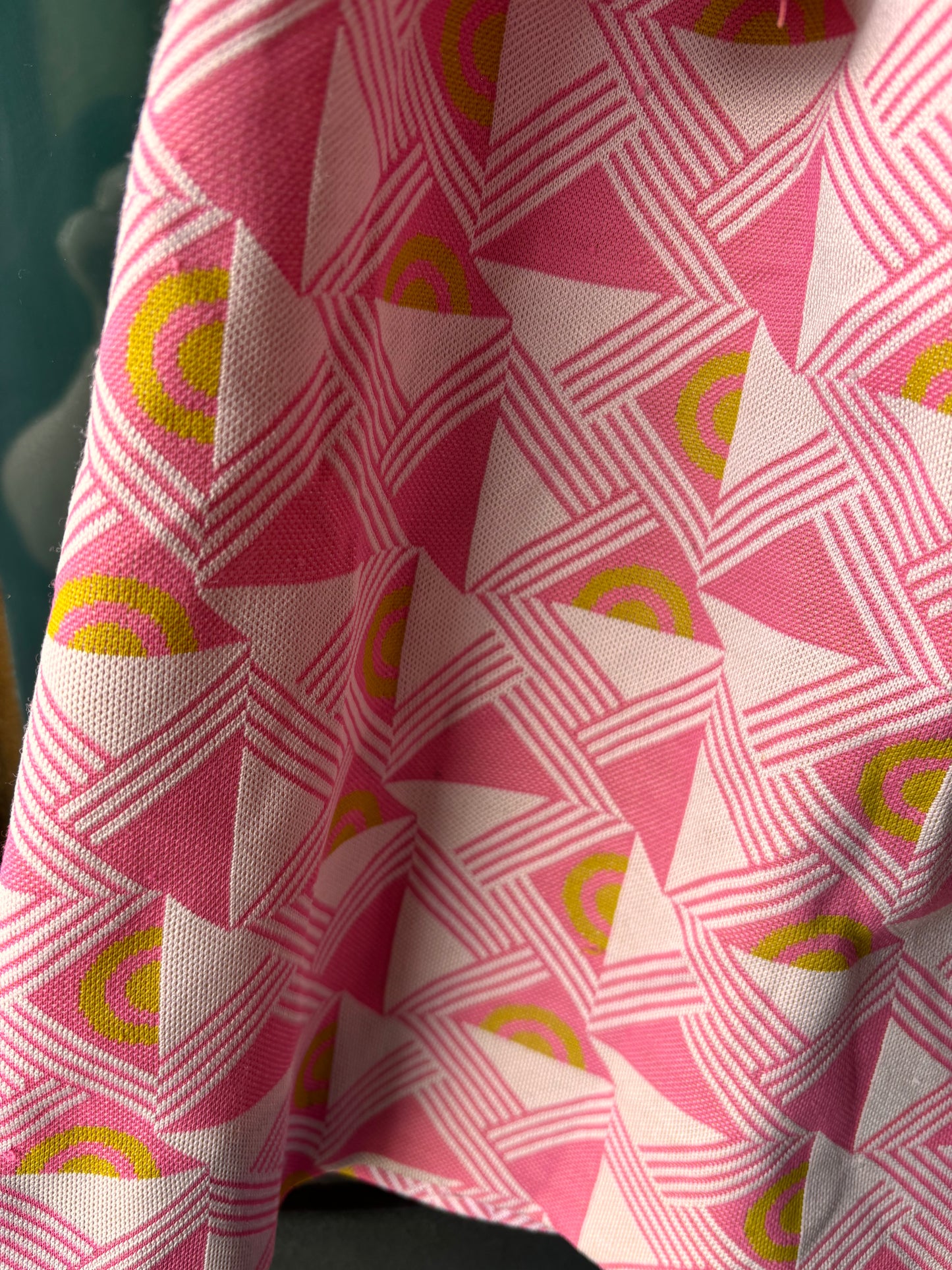 Pink 1970s Geometric Button-Down Dress