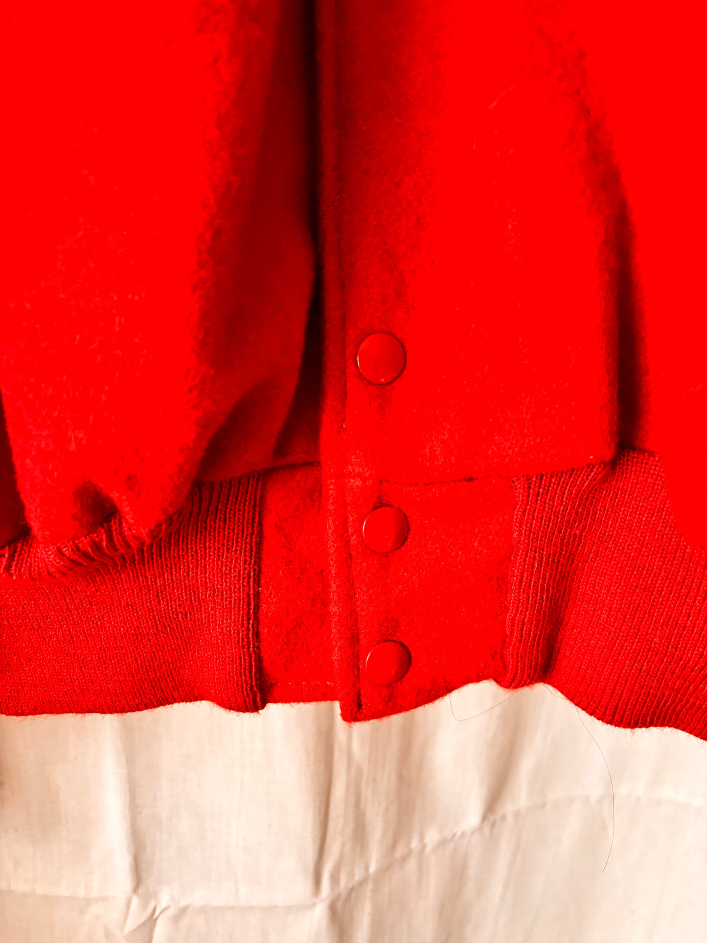 Vintage DeLONG Varsity Jacket – Red Wool & Vinyl Letterman Coat, USA Made, Size L