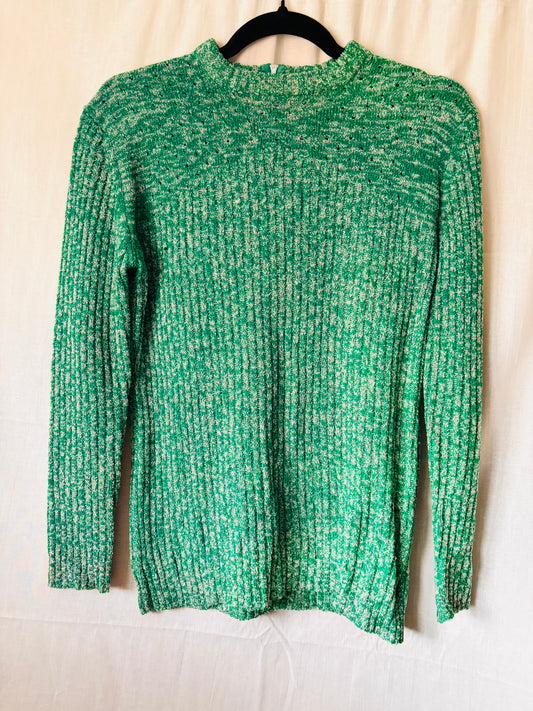 Vintage 1970s JCPenney Fashions Green Ribbed Jumper – Size 12