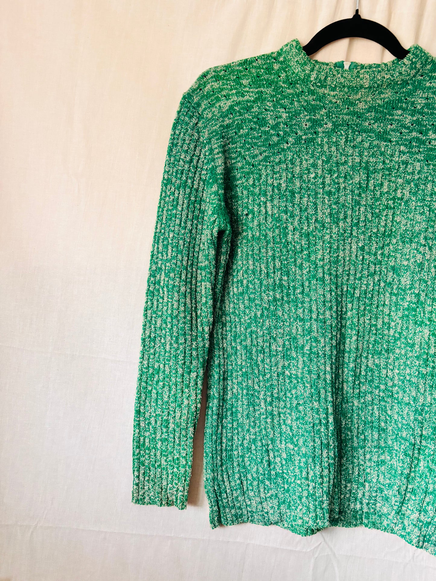 Vintage 1970s JCPenney Fashions Green Ribbed Jumper – Size 12