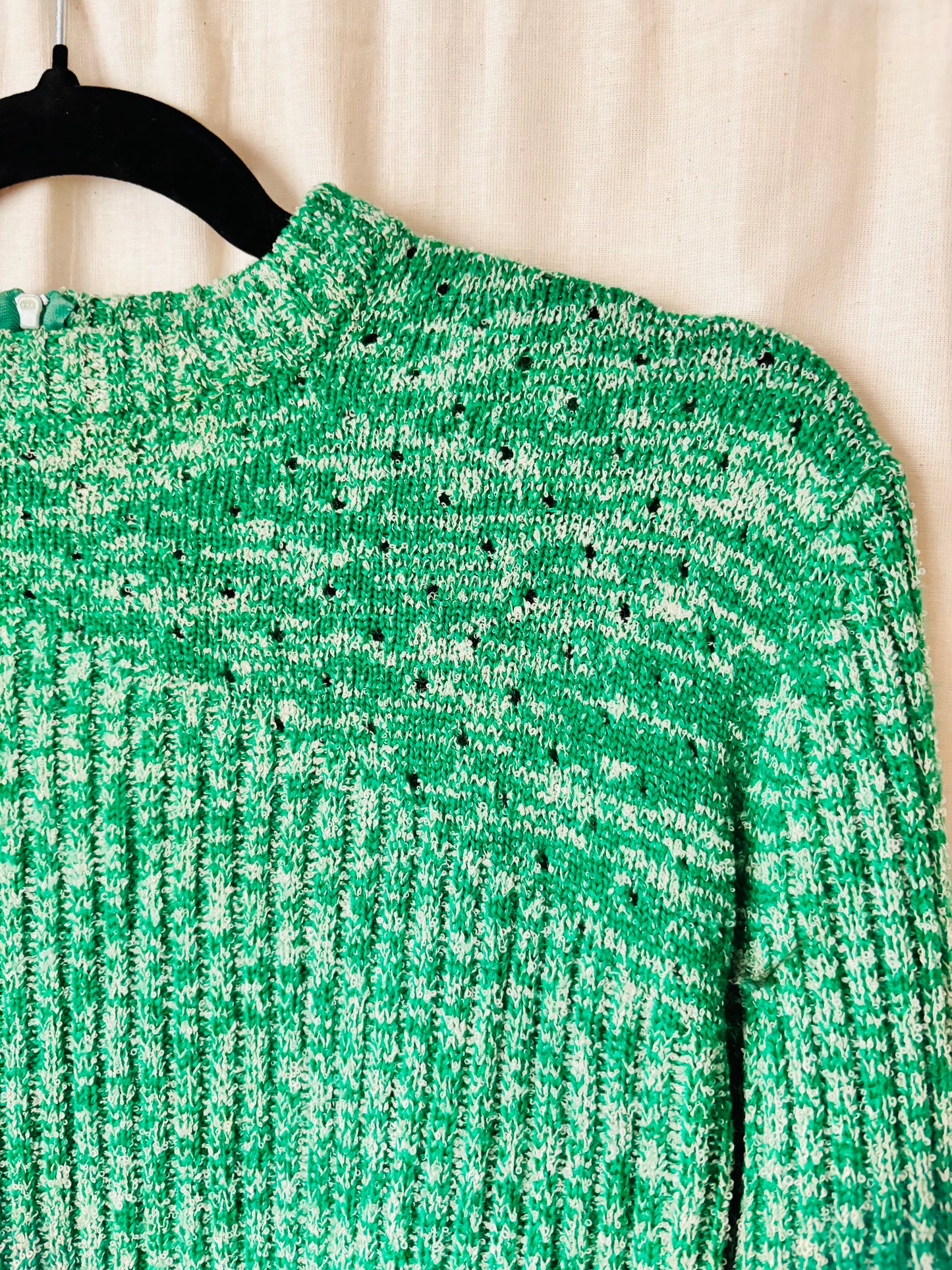 Vintage 1970s JCPenney Fashions Green Ribbed Jumper – Size 12