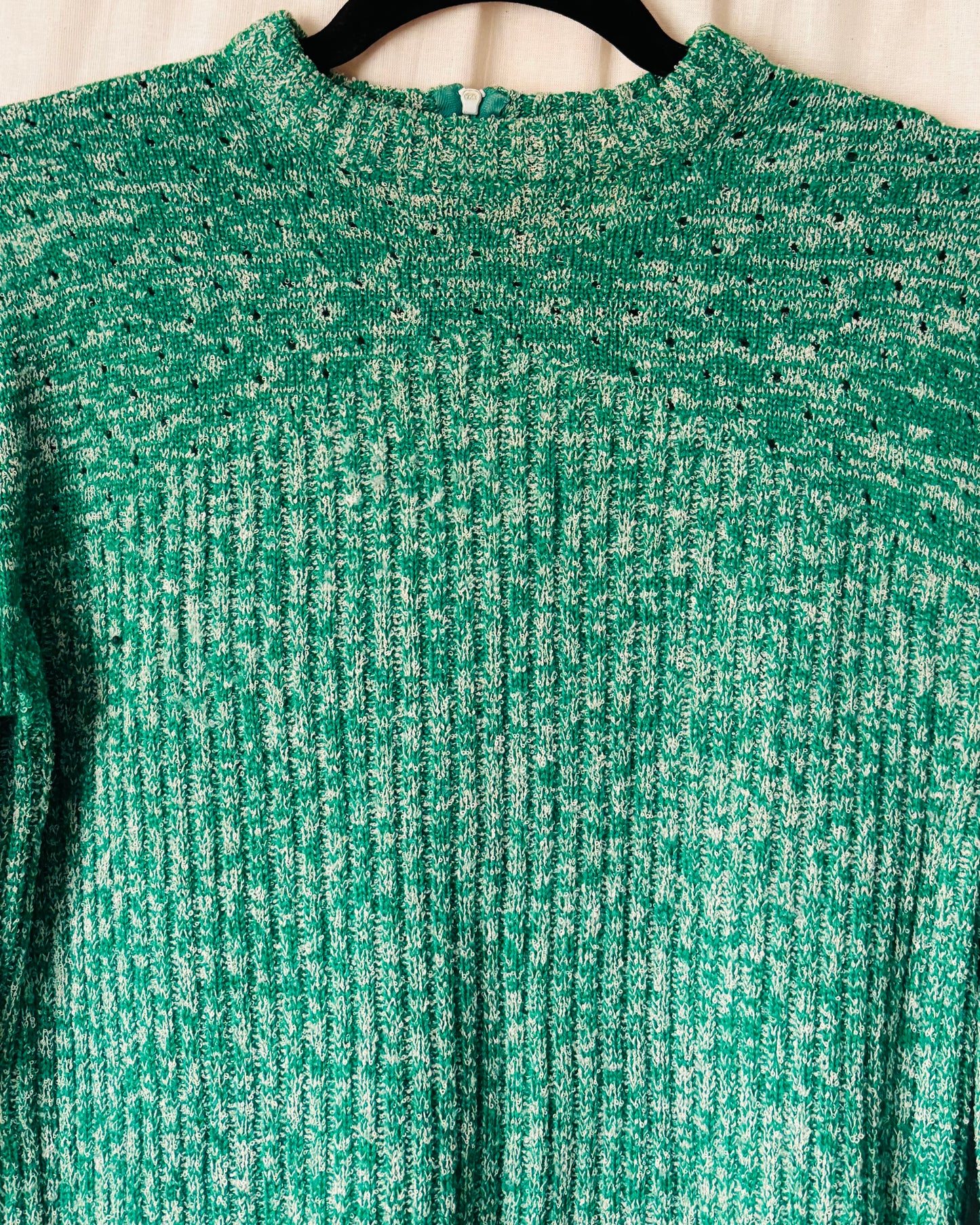 Vintage 1970s JCPenney Fashions Green Ribbed Jumper – Size 12