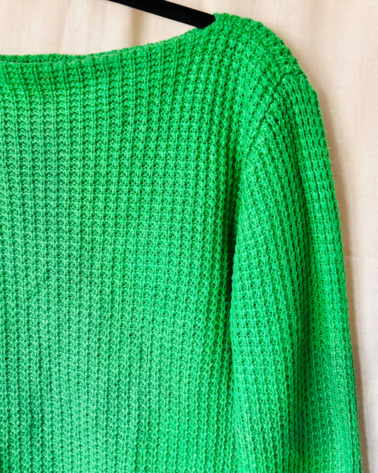 Vintage 1970s Paul Harris Bright Green Knit Jumper