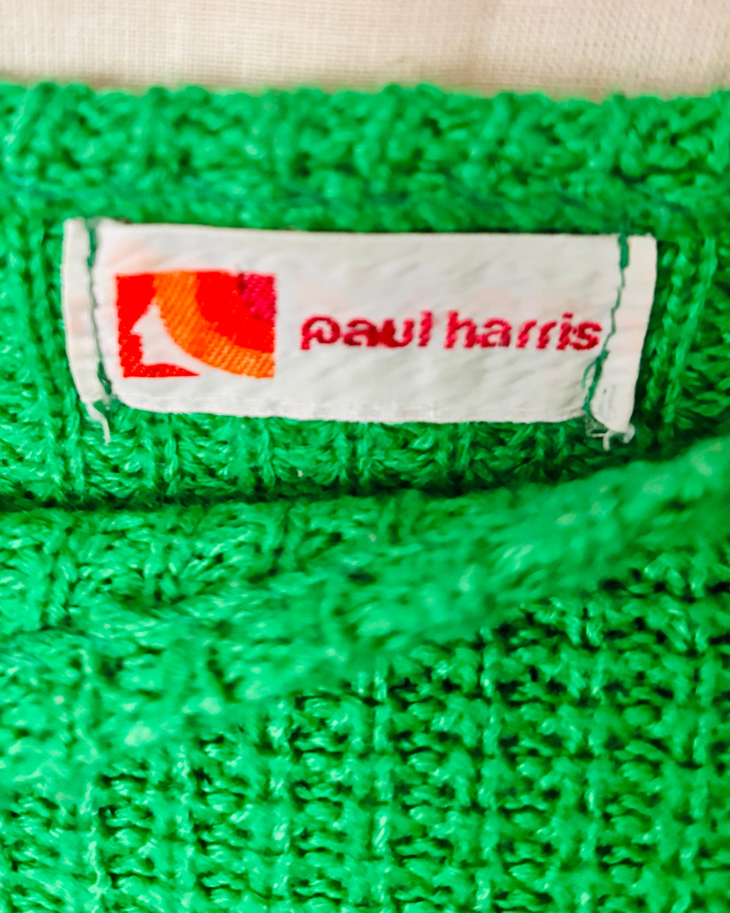 Vintage 1970s Paul Harris Bright Green Knit Jumper