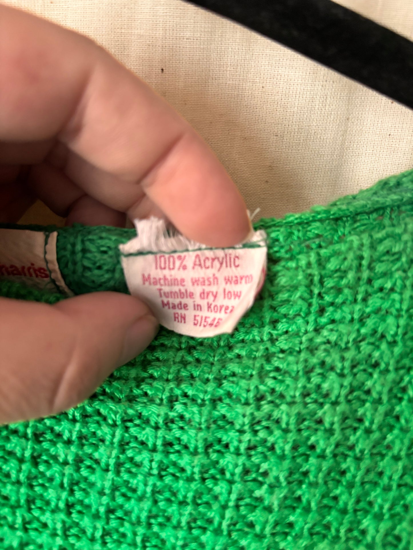 Vintage 1970s Paul Harris Bright Green Knit Jumper