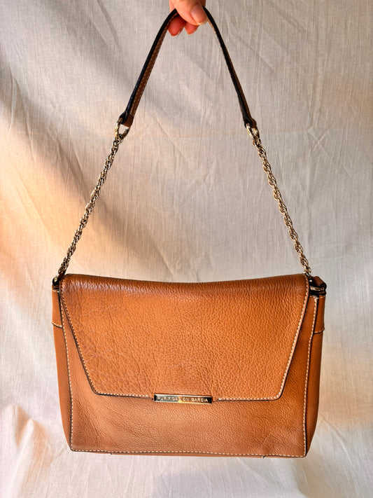 Vintage Purificación García Leather Shoulder Bag & Matching Wallet – Tan | Spanish Designer