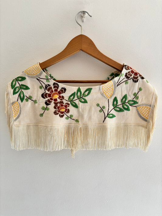 Je le porterais à nouveau - Col à franges brodé de fleurs vintage