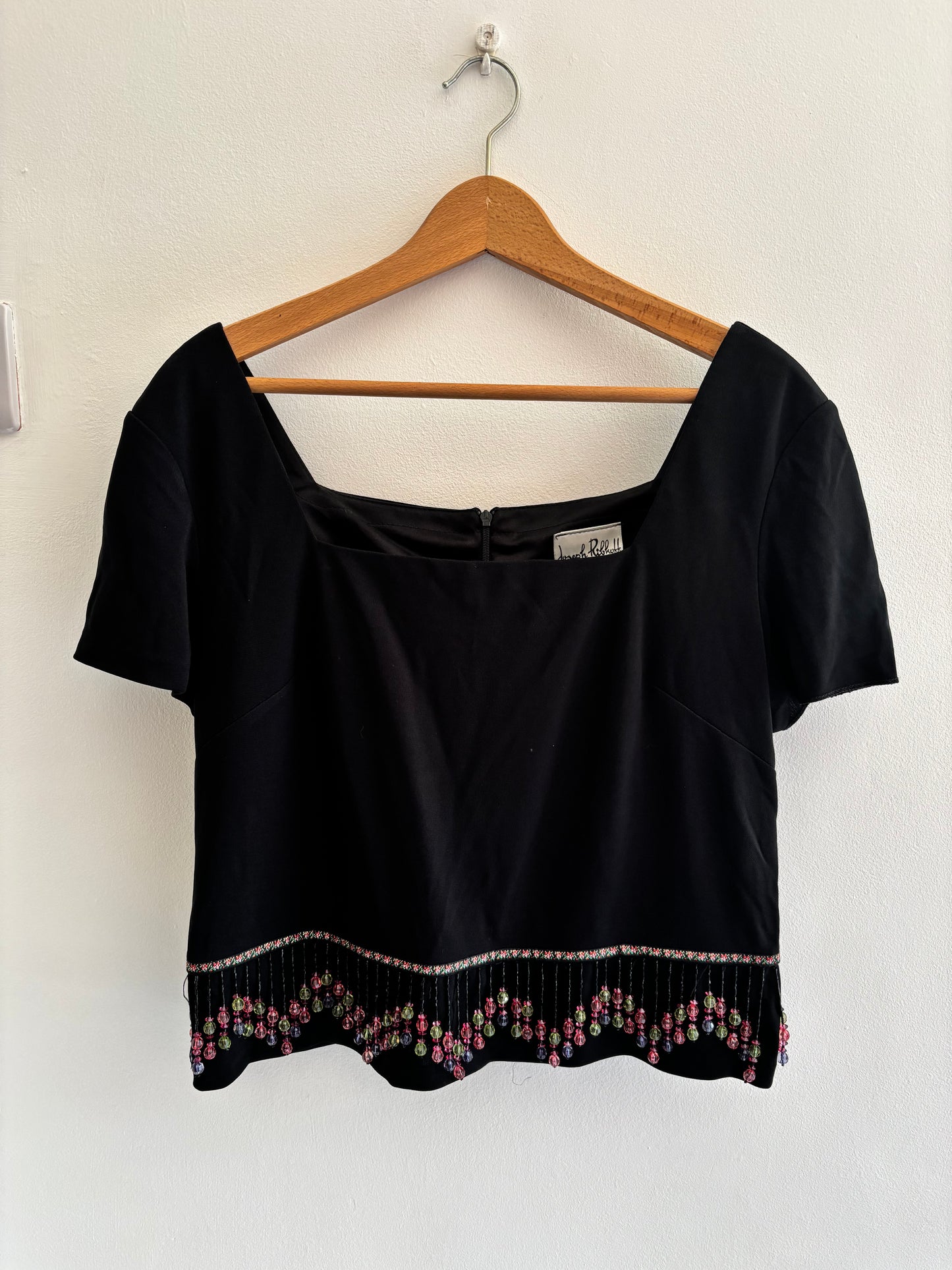 Joseph Ribkoff Vintage Black Beaded Crop Top
