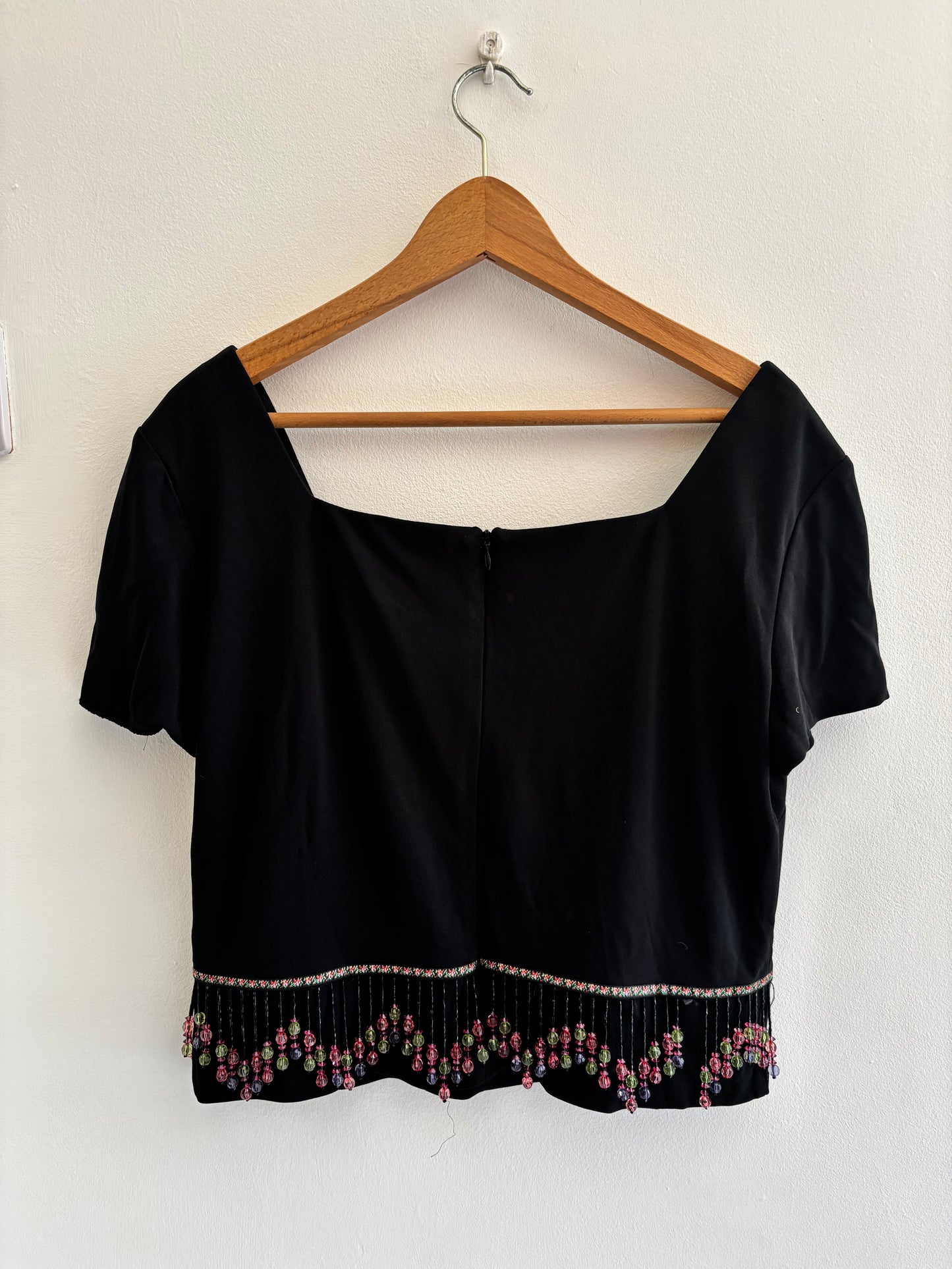 Joseph Ribkoff Vintage Black Beaded Crop Top
