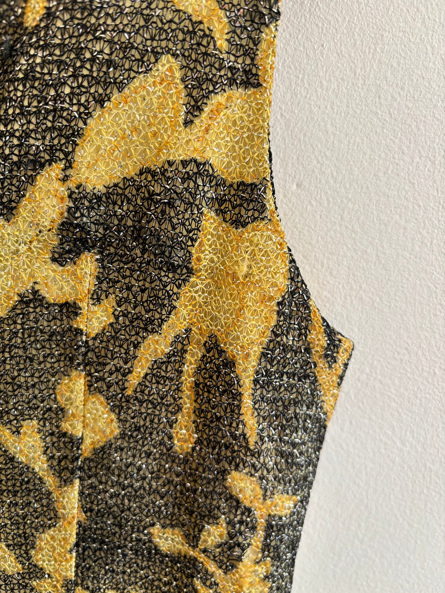 Vintage 1960s Gold Floral Mini Dress