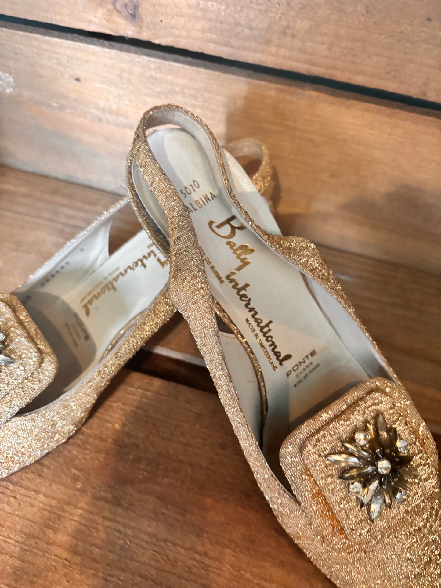 Vintage 1960s Gold Lame Bally International Heels