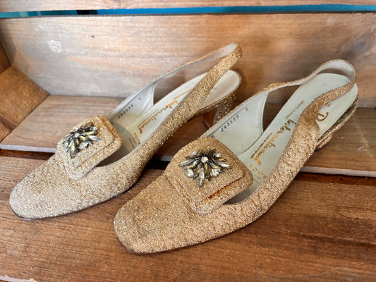 Vintage 1960s Gold Lame Bally International Heels