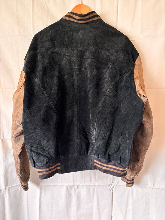 Avalanche Black & Tan Suede Bomber Jacket