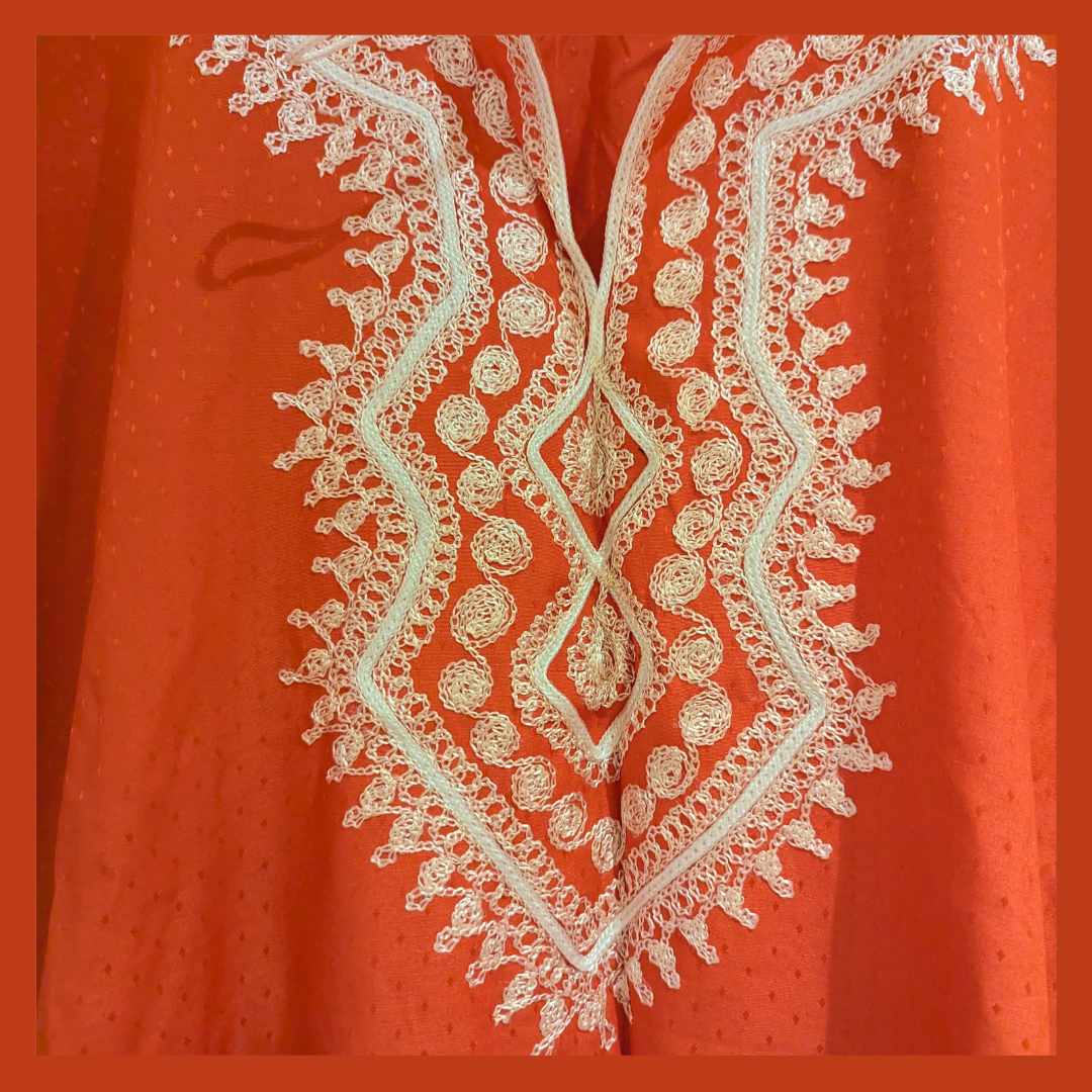 Vintage Red Boho Embroidered Kaftan