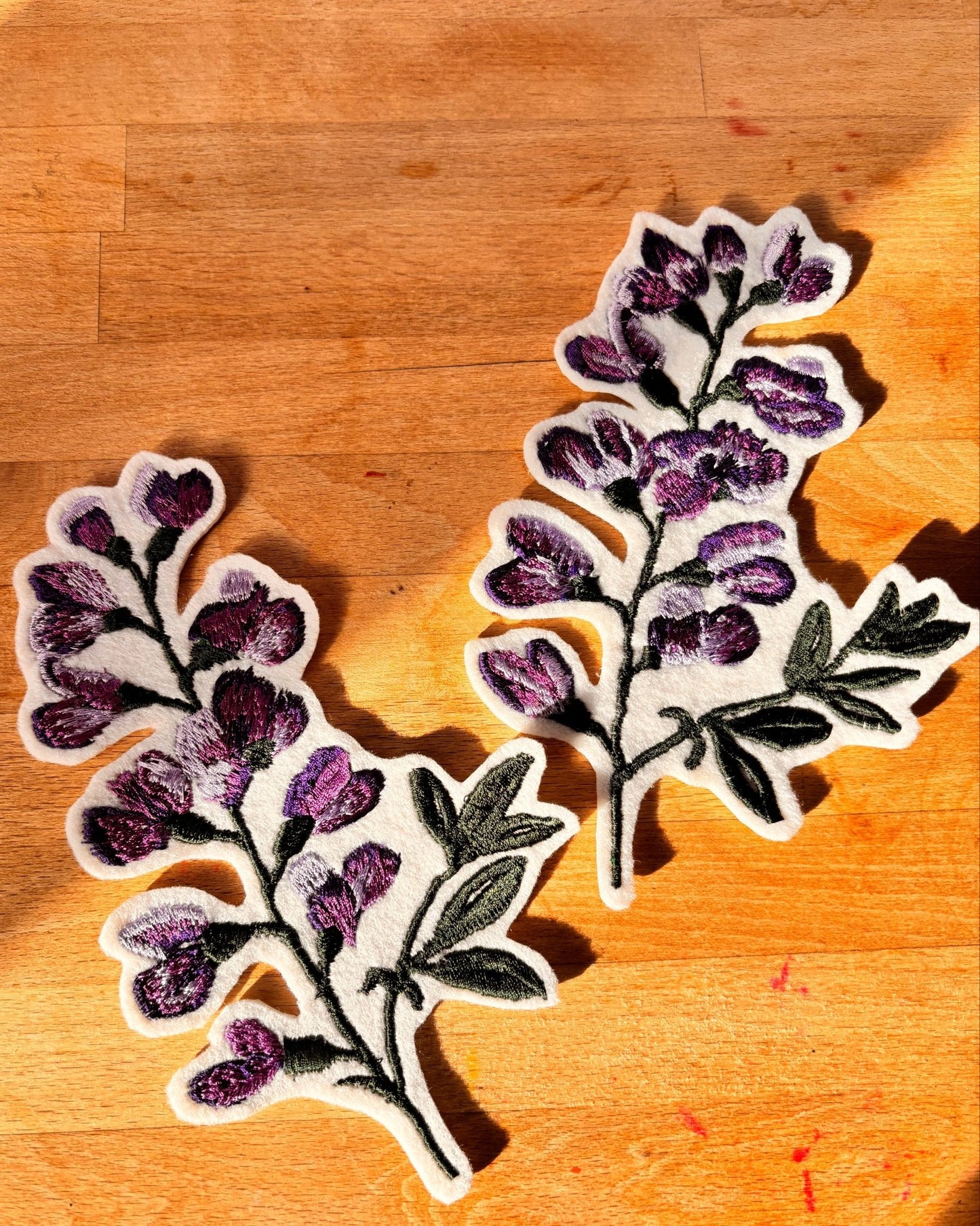 Hand-Guided Baptisia Australis Floral Embroidery Patch - I'd Wear That