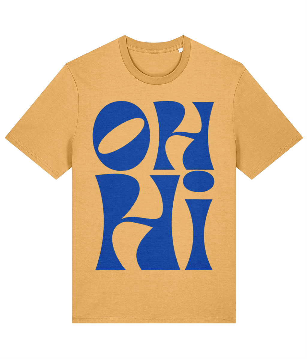 Yellow I'd Wear That 'Oh Hi' t-shirt with bold retro typography. Printed on soft organic cotton.