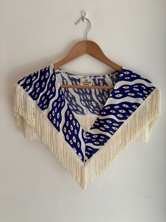 I'd [re]Wear That - Blue Evil Eye Print Fringed Collar