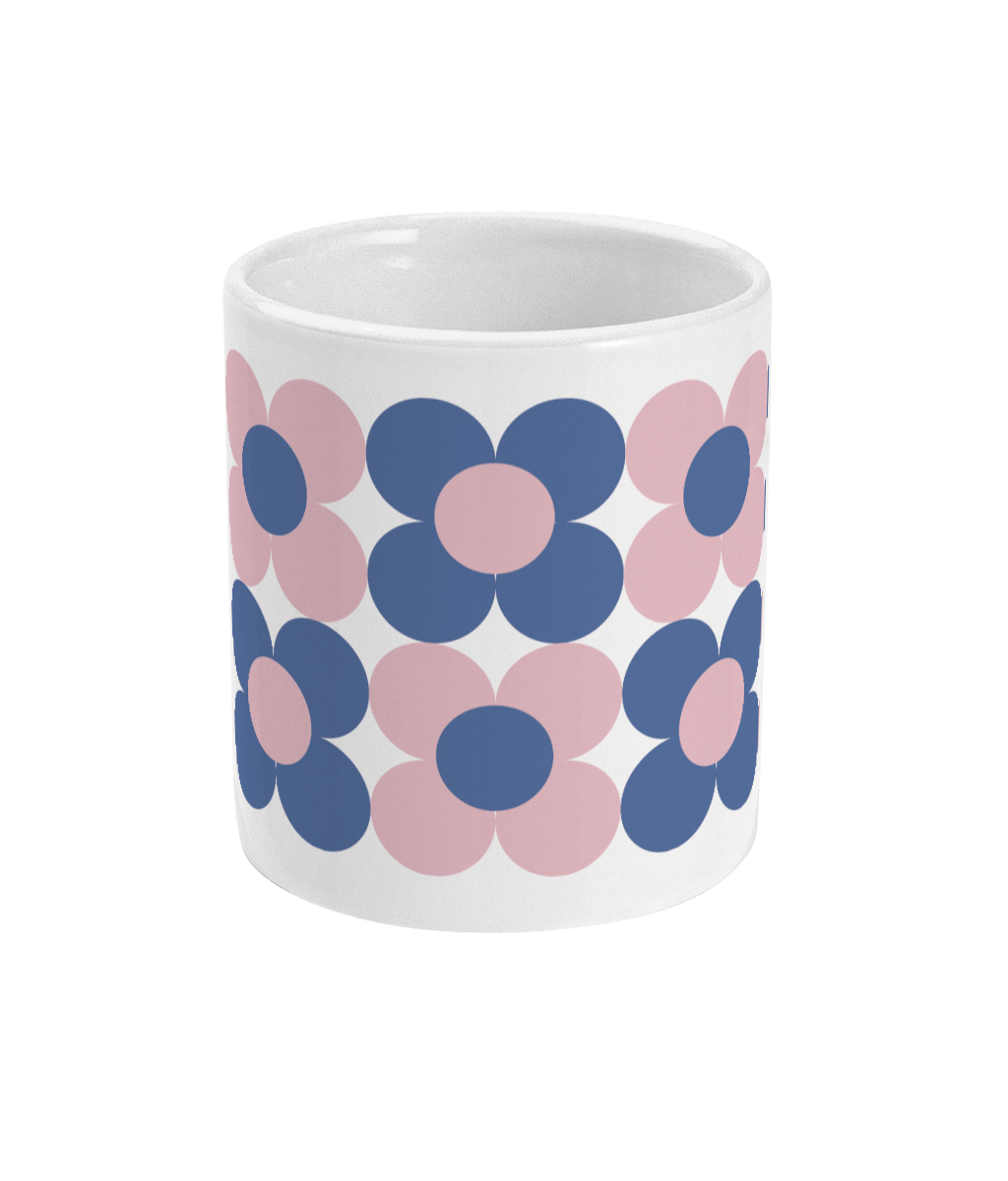 11oz Mug | Blue & Pink Flower Pop - I'd Wear That