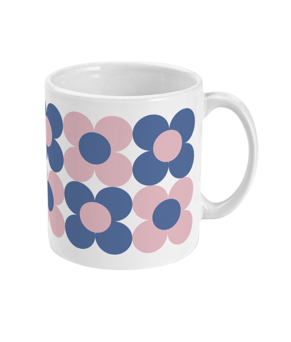 11oz Mug | Blue & Pink Flower Pop - I'd Wear That