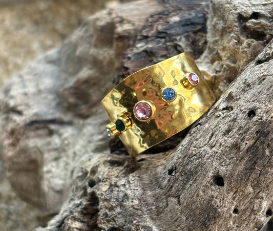 18ct Gold Plated Multi Colour Cubic Zirconia Ring - I'd Wear That