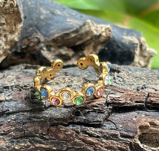 18ct Gold Plated Multi Colour Cubic Zirconia Stackable Ring - I'd Wear That