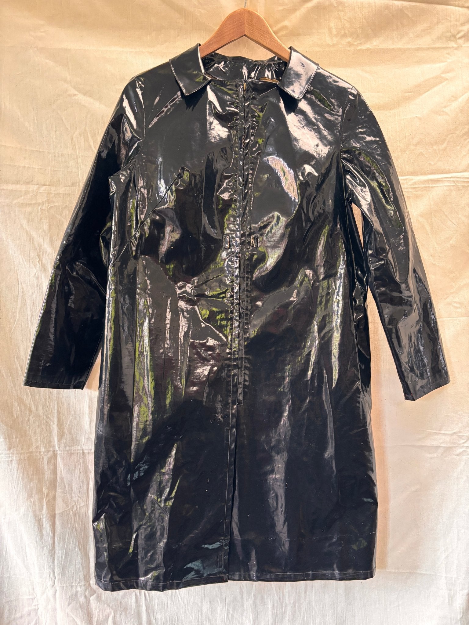 1960s Mary Quant Black PVC Vinyl Raincoat | Mod Vintage Coat - I'd Wear That