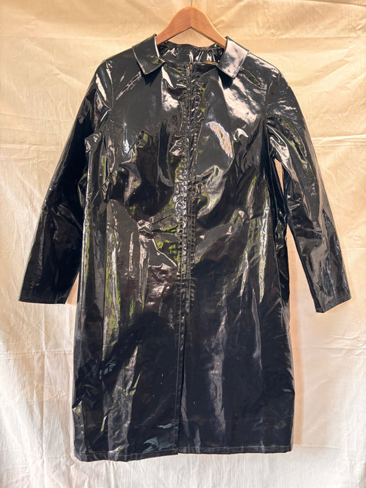 1960s Mary Quant Black PVC Vinyl Raincoat | Mod Vintage Coat - I'd Wear That