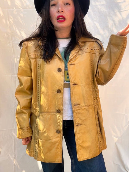 Tan 1970s Vintage Pioneer Wear Leather Jacket - I'd Wear That