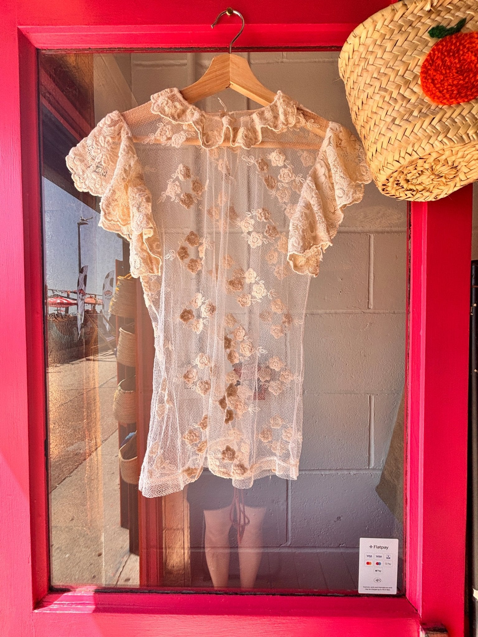 1990s Sheer Floral Embroidered Mesh Top | Romantic Lace Ruffle Blouse - I'd Wear That