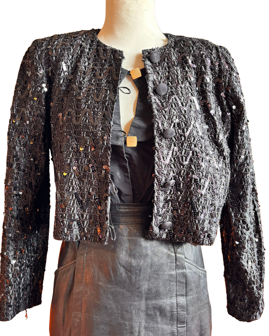 Haut court noir vintage à perles Joseph Ribkoff
