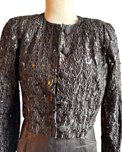 Haut court noir vintage à perles Joseph Ribkoff