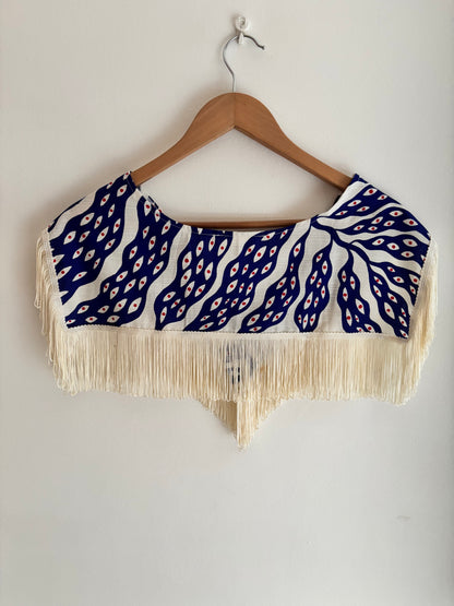 I'd [re]Wear That - Blue Evil Eye Print Fringed Collar