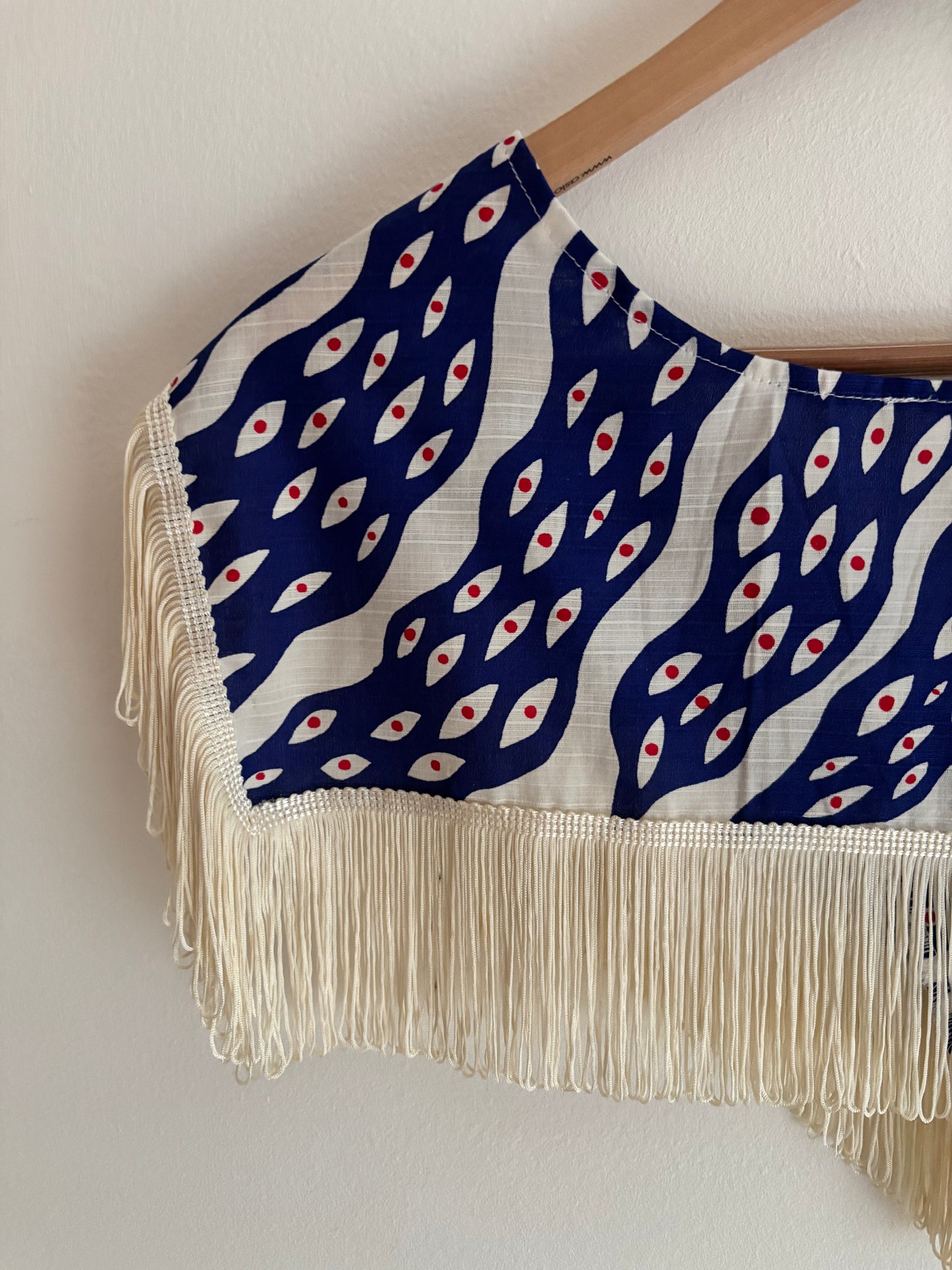 I'd [re]Wear That - Blue Evil Eye Print Fringed Collar
