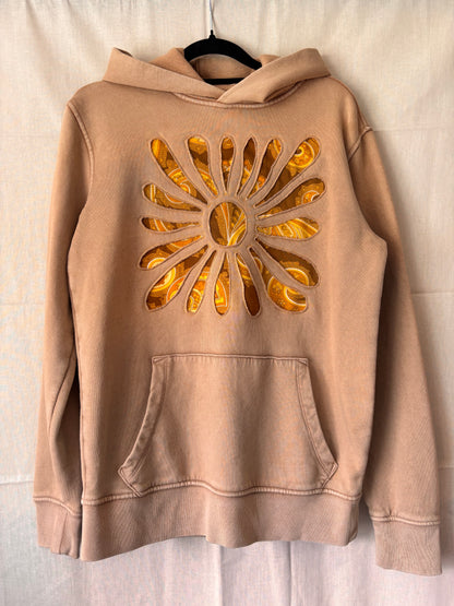 One-of-a-Kind Paisley Daisy Upcycled Hoodie | Size XS