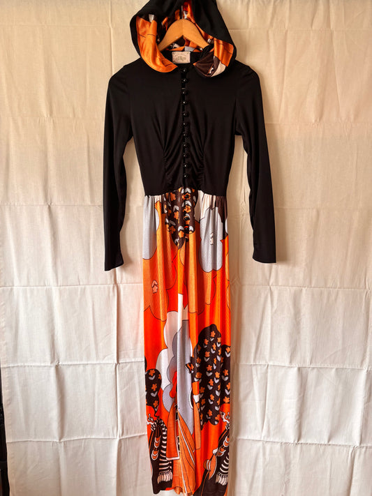 Vintage 1970s Hooded Duster Robe