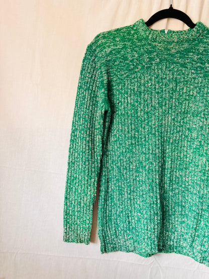 Vintage 1970s JCPenney Fashions Green Ribbed Jumper – Size 12