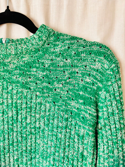 Vintage 1970s JCPenney Fashions Green Ribbed Jumper – Size 12