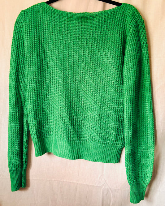 Vintage 1970s Paul Harris Bright Green Knit Jumper
