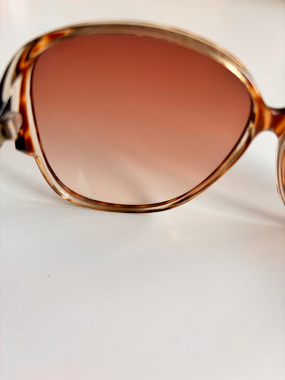 Vintage 1970s Oversized Tortoiseshell Sunglasses with Original Case