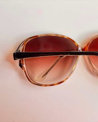 Vintage 1970s Oversized Tortoiseshell Sunglasses with Original Case