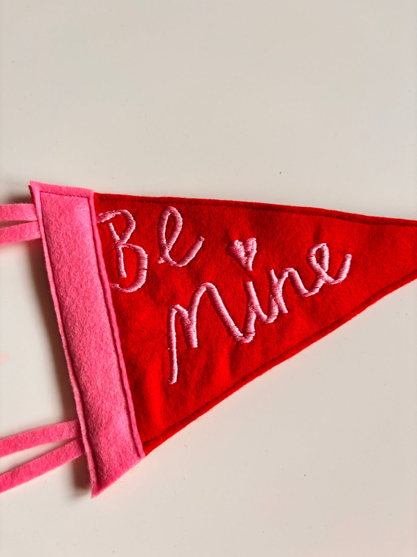 Embroidered Valentine’s Pennant Flag – Handmade Felt Banner