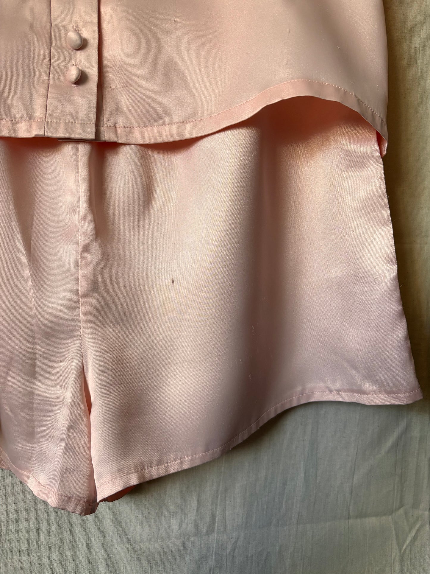 Vintage Pink Lace Trim Lounge Set – 70s/80s