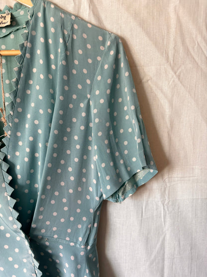 1940s Powder Blue Polka Dot Two Piece Set – 24” Waist