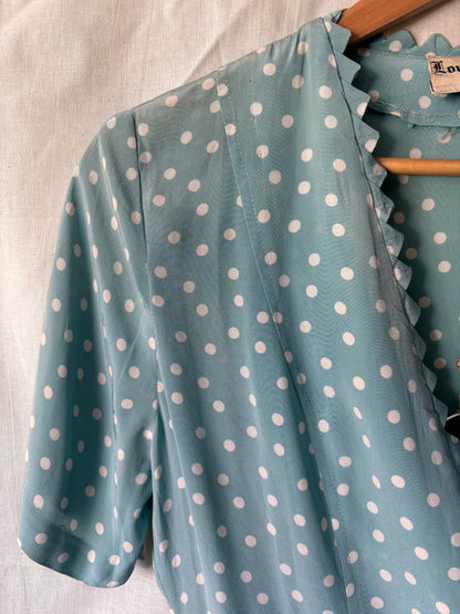 1940s Powder Blue Polka Dot Two Piece Set – 24” Waist