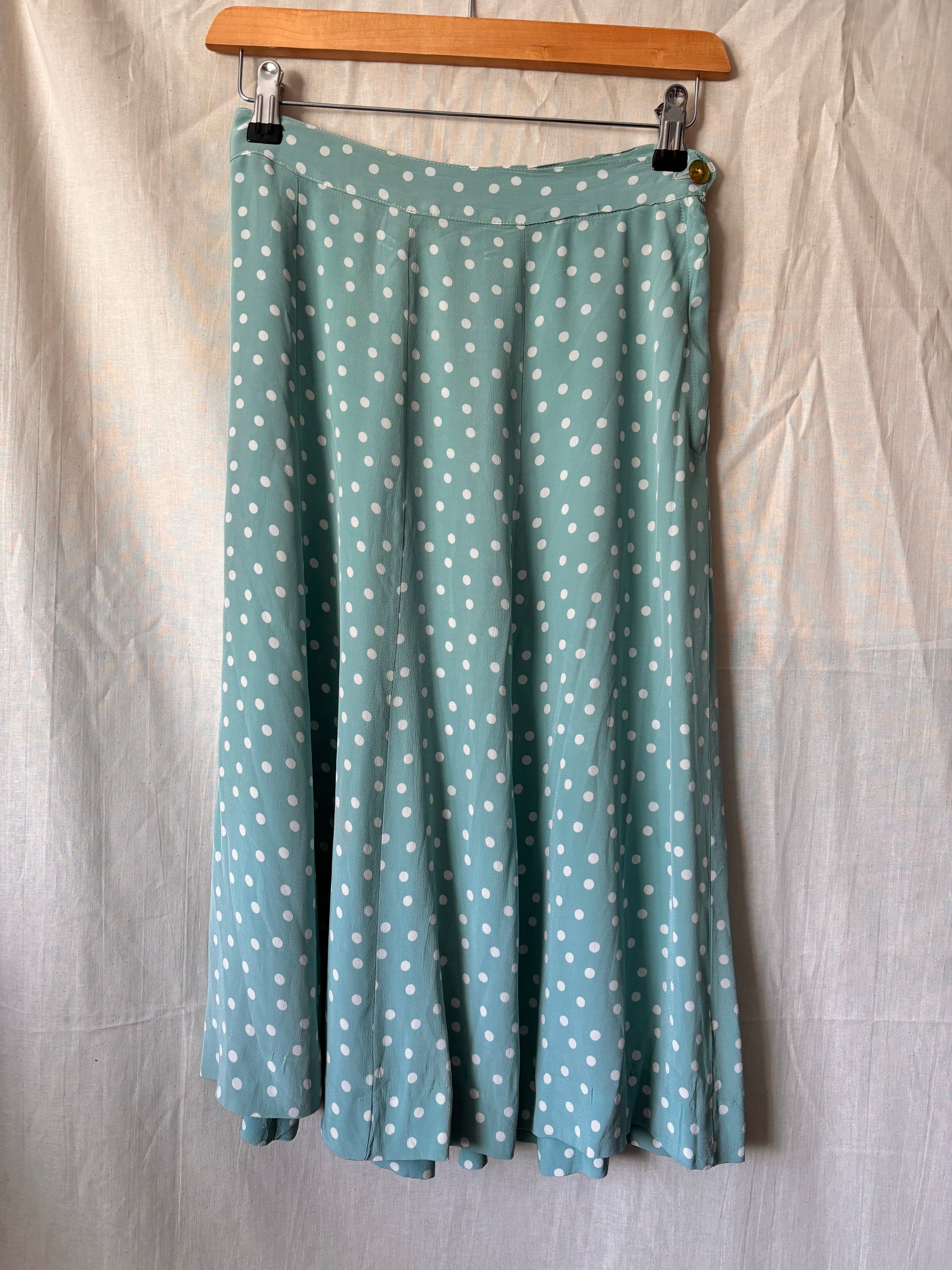 1940s Lombardy powder blue polka dot skirt. Part of a set