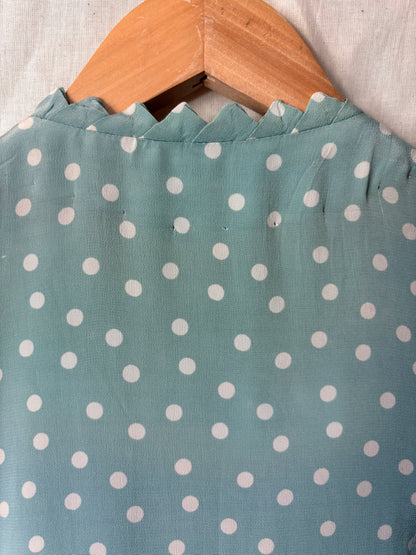 1940s Powder Blue Polka Dot Two Piece Set – 24” Waist