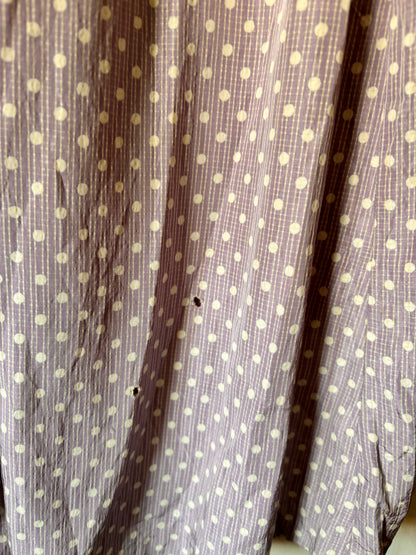 Ensemble deux pièces violet à pois, fait main, années 1940 – Rare, tour de taille 53 cm