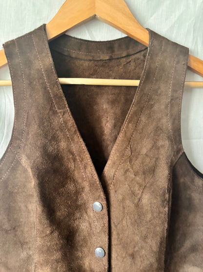 Vintage 1970s Brown Suede Waistcoat